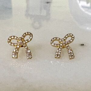 NEW Earrings Rhinestone In Bows Pierced Gift 🎁 Box